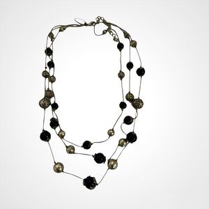 Y2K Gold & Black Three String Necklace